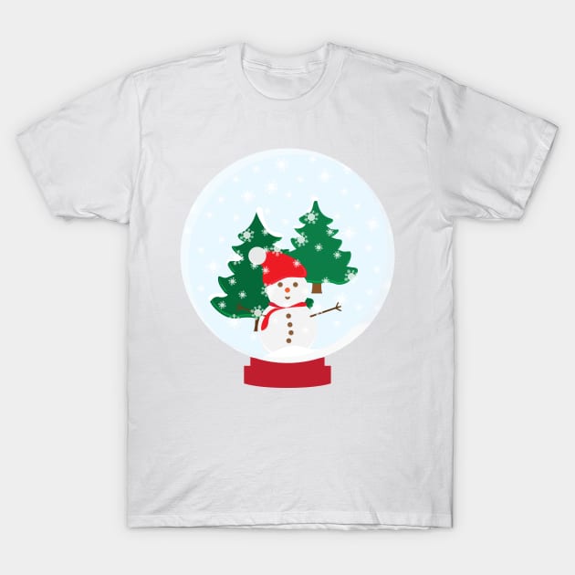 Snow Globe With Snow Man and Trees T-Shirt by sigdesign